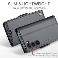 For Samsung Galaxy S23 Leather Case CASEME 023 RFID Blocking 3 Card Slot Mobile Cover