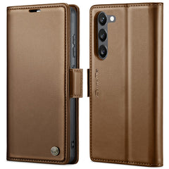 For Samsung Galaxy S23 Leather Case CASEME 023 RFID Blocking 3 Card Slot Mobile Cover