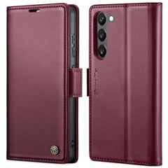 For Samsung Galaxy S23 Leather Case CASEME 023 RFID Blocking 3 Card Slot Mobile Cover