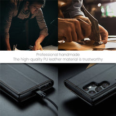 For Samsung Galaxy S22 Ultra 5G Leather Case CASEME 023 RFID Blocking 3 Card Slot Mobile Cover
