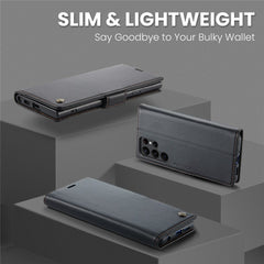 For Samsung Galaxy S22 Ultra 5G Leather Case CASEME 023 RFID Blocking 3 Card Slot Mobile Cover