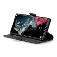 For Samsung Galaxy S22 Ultra 5G Leather Case CASEME 023 RFID Blocking 3 Card Slot Mobile Cover