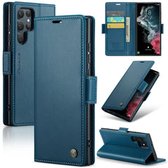 For Samsung Galaxy S22 Ultra 5G Leather Case CASEME 023 RFID Blocking 3 Card Slot Mobile Cover