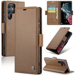 For Samsung Galaxy S22 Ultra 5G Leather Case CASEME 023 RFID Blocking 3 Card Slot Mobile Cover