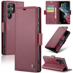 For Samsung Galaxy S22 Ultra 5G Leather Case CASEME 023 RFID Blocking 3 Card Slot Mobile Cover