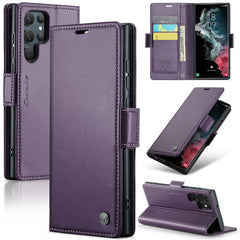 For Samsung Galaxy S22 Ultra 5G Leather Case CASEME 023 RFID Blocking 3 Card Slot Mobile Cover