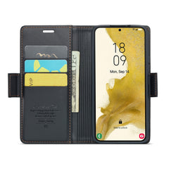 Für Samsung Galaxy S22 5G Ledertasche CASEME 023 RFID-Blockierung 3 Kartensteckplatz Mobile Cover 