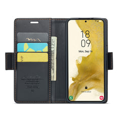 Étui en cuir CASEME 023 pour Samsung Galaxy S22+ 5G, blocage RFID, 3 emplacements pour cartes 