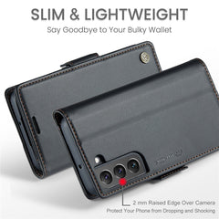 Étui en cuir CASEME 023 pour Samsung Galaxy S22+ 5G, blocage RFID, 3 emplacements pour cartes 