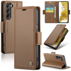 Étui en cuir CASEME 023 pour Samsung Galaxy S22+ 5G, blocage RFID, 3 emplacements pour cartes 