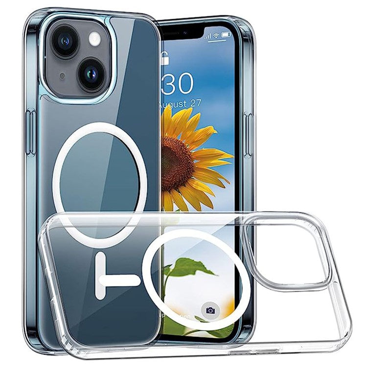 Clear Phone Case for iPhone 15 , Magnetic Ring Acrylic+TPU Phone Shell Cover Compatible with MagSafe - TechGearPal