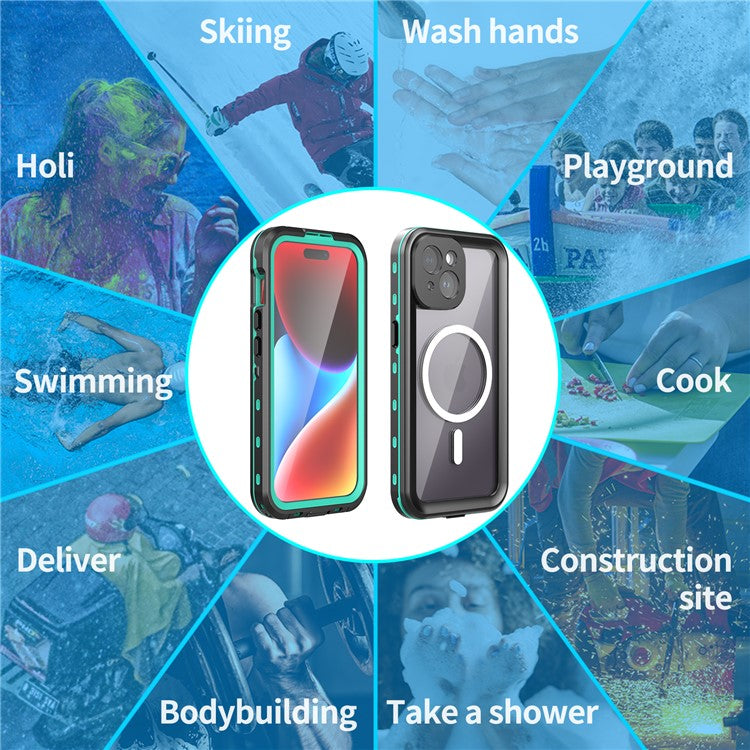 SHELLBOX Dot+ Series Compatible with MagSafe Phone Case for iPhone 15 IP68 Waterproof PC+TPU Clear Phone Cover - TechGearPal