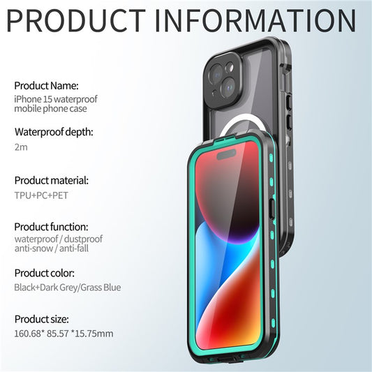 SHELLBOX Dot+ Series Compatible with MagSafe Phone Case for iPhone 15 IP68 Waterproof PC+TPU Clear Phone Cover - TechGearPal