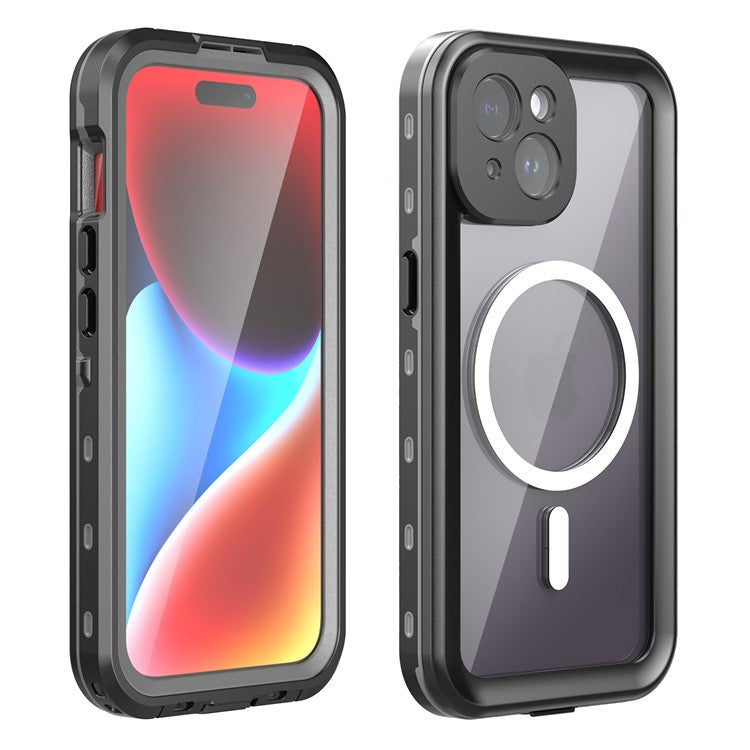 SHELLBOX Dot+ Series Compatible with MagSafe Phone Case for iPhone 15 IP68 Waterproof PC+TPU Clear Phone Cover - TechGearPal
