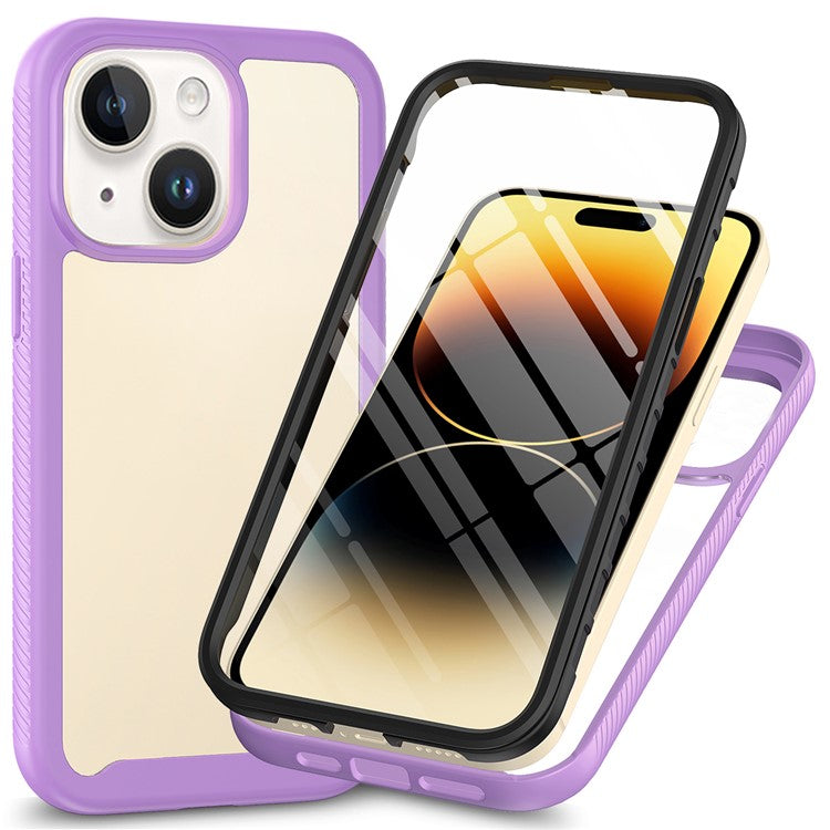 For iPhone 15 Full Protection Phone Case 3-in-1 Anti-Drop TPU+PC Cover with PET Screen Protector - TechGearPal