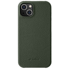 MELKCO For iPhone 14 Plus Genuine Cow Leather Coated PC Cover Protective Phone Case Compatible with MagSafe - TechGearPal