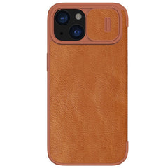 NILLKIN Qin Pro Series for iPhone 15 Plus Slide Camera Lid PU Leather Phone Case Protective Cover with Card Slo - TechGearPal