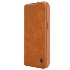 NILLKIN Qin Pro Series for iPhone 15 Plus Slide Camera Lid PU Leather Phone Case Protective Cover with Card Slo - TechGearPal