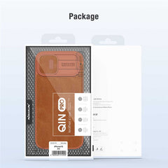 NILLKIN Qin Pro Series for iPhone 15 Plus Slide Camera Lid PU Leather Phone Case Protective Cover with Card Slo - TechGearPal