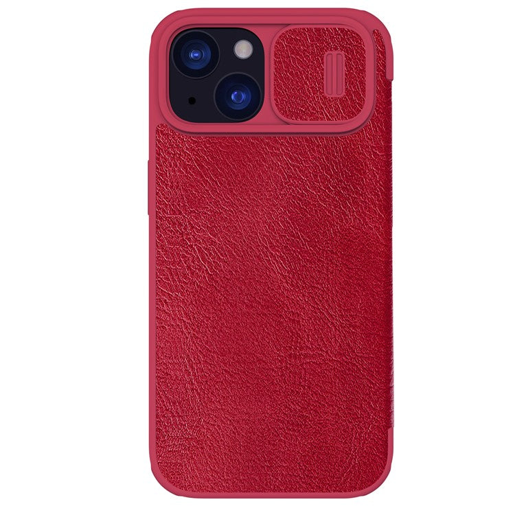 NILLKIN Qin Pro Series for iPhone 15 Plus Slide Camera Lid PU Leather Phone Case Protective Cover with Card Slo - TechGearPal