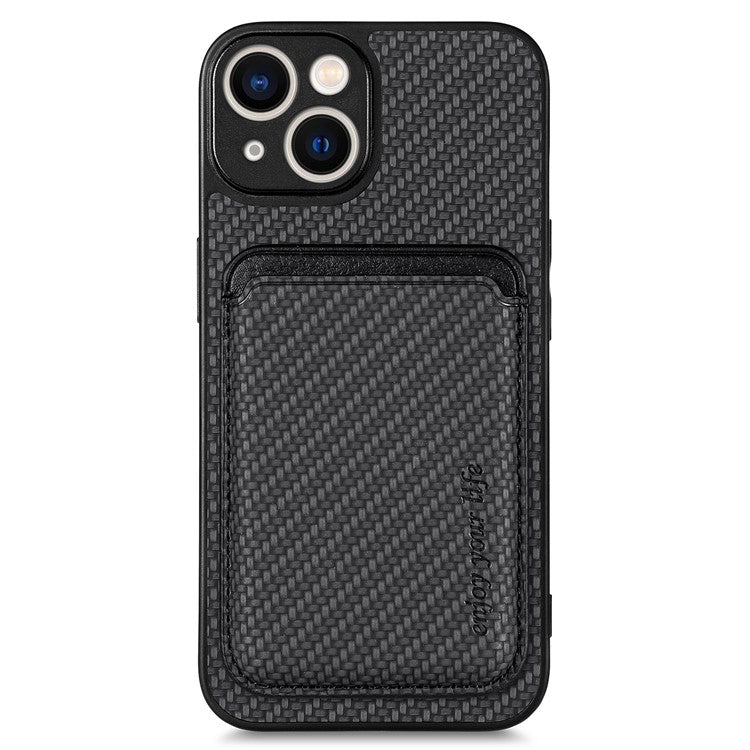 Carbon Fiber Phone Case for iPhone 15 , Leather+PC+TPU Cover with Detachable Magnetic Card Holder - TechGearPal