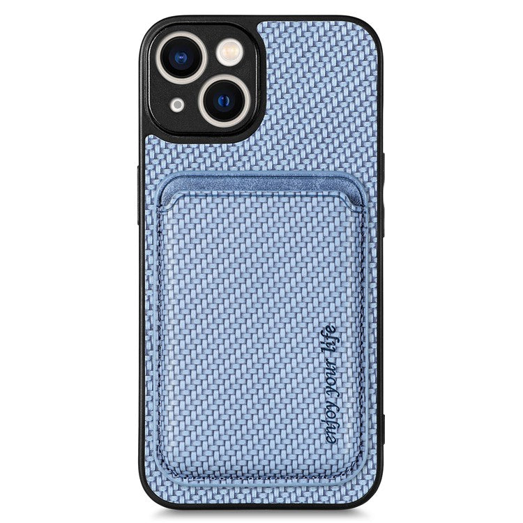 Carbon Fiber Phone Case for iPhone 15 , Leather+PC+TPU Cover with Detachable Magnetic Card Holder - TechGearPal