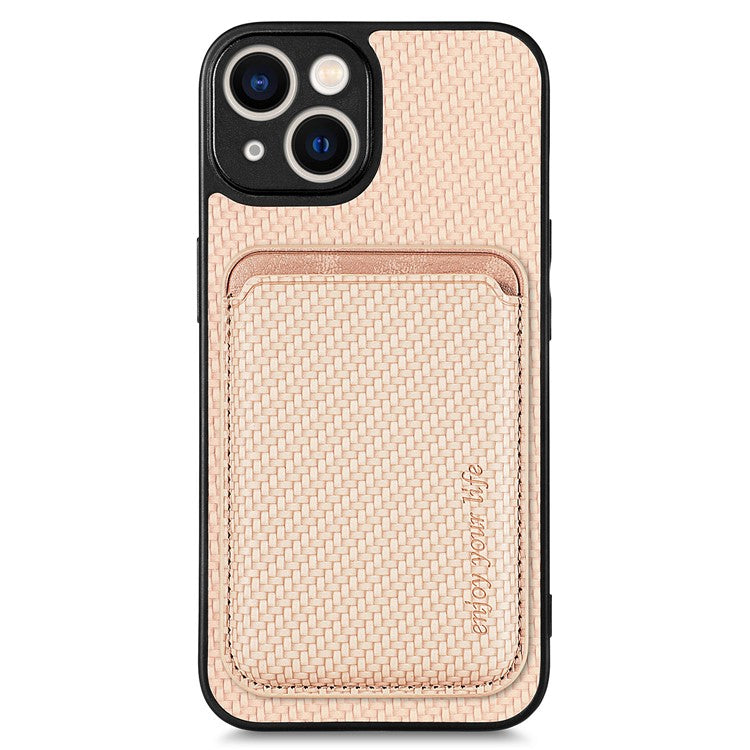 Carbon Fiber Phone Case for iPhone 15 , Leather+PC+TPU Cover with Detachable Magnetic Card Holder - TechGearPal