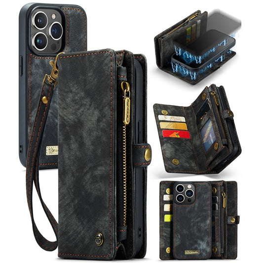 For iPhone 15 Pro Phone Cases CASEME Leather Cover with Detachable Wallet and Stra - TechGearPal