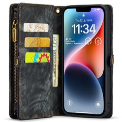 For iPhone 15 Pro Phone Cases CASEME Leather Cover with Detachable Wallet and Stra - TechGearPal