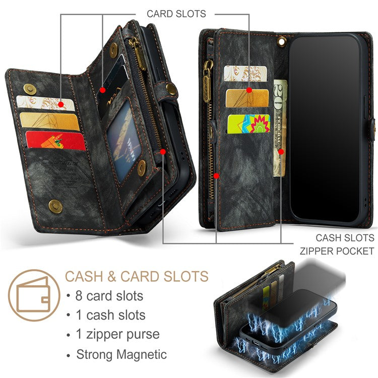 For iPhone 15 Pro Phone Cases CASEME Leather Cover with Detachable Wallet and Stra - TechGearPal