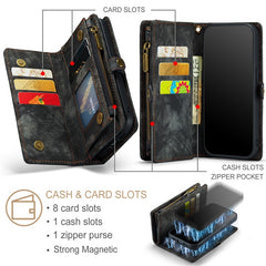 For iPhone 15 Pro Phone Cases CASEME Leather Cover with Detachable Wallet and Stra - TechGearPal