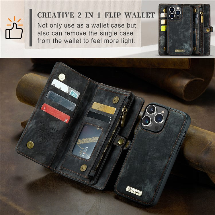 For iPhone 15 Pro Phone Cases CASEME Leather Cover with Detachable Wallet and Stra - TechGearPal
