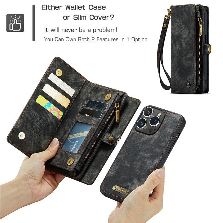 For iPhone 15 Pro Phone Cases CASEME Leather Cover with Detachable Wallet and Stra - TechGearPal