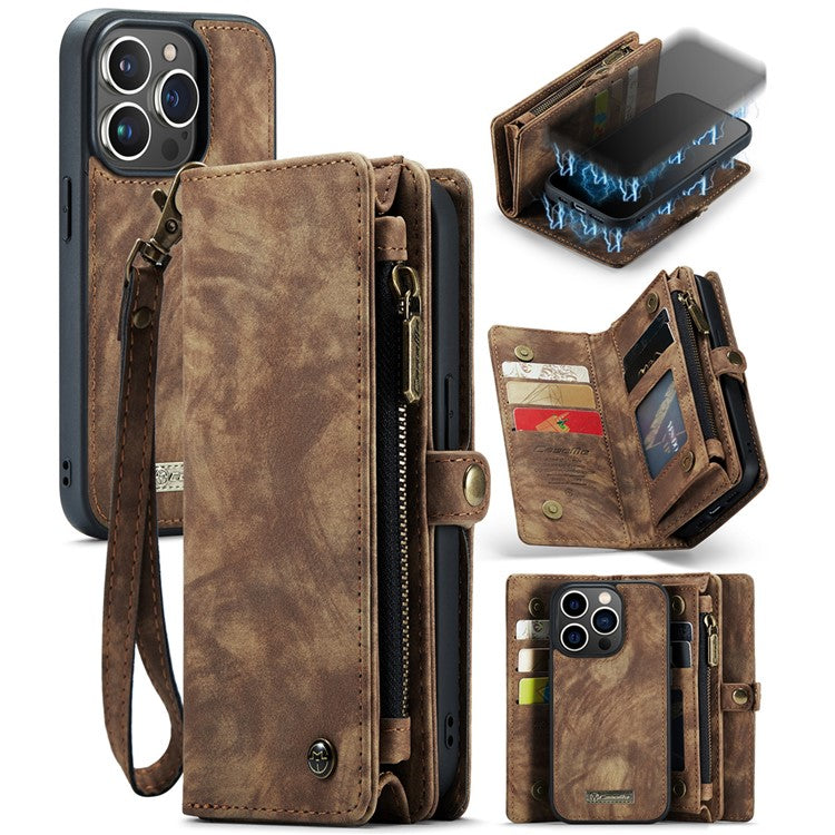 For iPhone 15 Pro Phone Cases CASEME Leather Cover with Detachable Wallet and Stra - TechGearPal