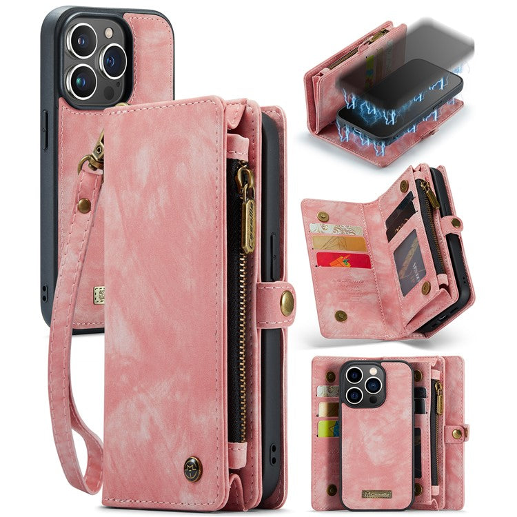 For iPhone 15 Pro Phone Cases CASEME Leather Cover with Detachable Wallet and Stra - TechGearPal