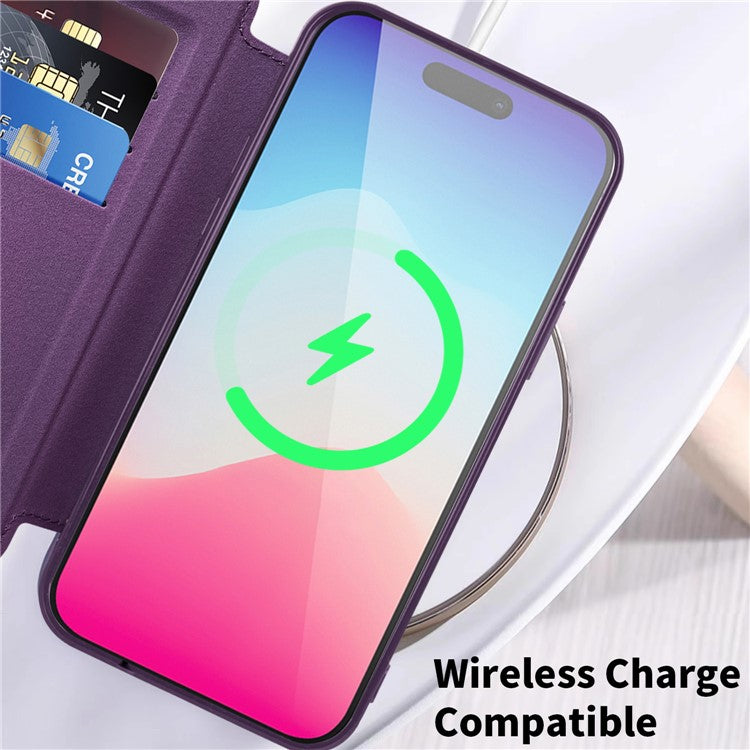 For iPhone 15 Pro Max Card Holder Phone Case RFID Blocking Electroplating Leather Cover Compatible with MagSafe - TechGearPal