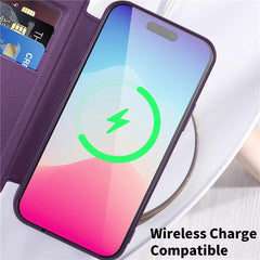 For iPhone 15 Pro Max Card Holder Phone Case RFID Blocking Electroplating Leather Cover Compatible with MagSafe - TechGearPal