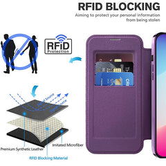 For iPhone 15 Pro Max Card Holder Phone Case RFID Blocking Electroplating Leather Cover Compatible with MagSafe - TechGearPal