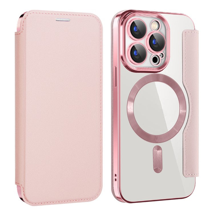 For iPhone 15 Pro Max Card Holder Phone Case RFID Blocking Electroplating Leather Cover Compatible with MagSafe - TechGearPal