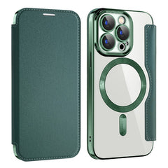 For iPhone 15 Pro Max Card Holder Phone Case RFID Blocking Electroplating Leather Cover Compatible with MagSafe - TechGearPal