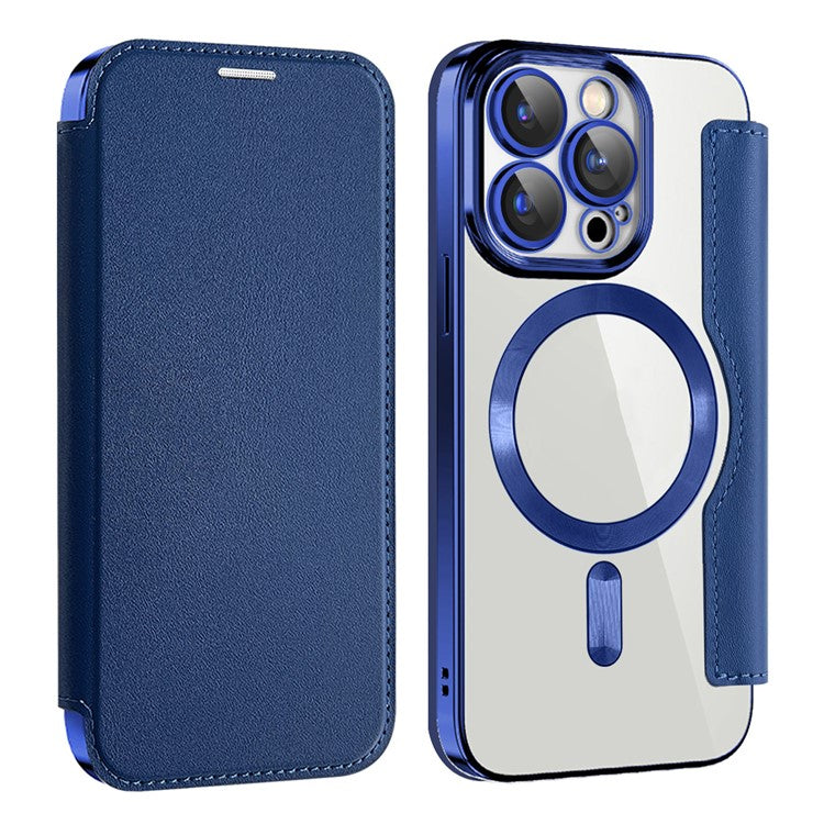 For iPhone 15 Pro Max Card Holder Phone Case RFID Blocking Electroplating Leather Cover Compatible with MagSafe - TechGearPal