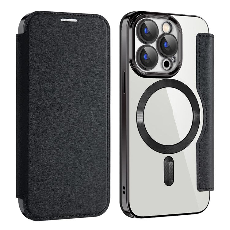 For iPhone 15 Pro Max Card Holder Phone Case RFID Blocking Electroplating Leather Cover Compatible with MagSafe - TechGearPal