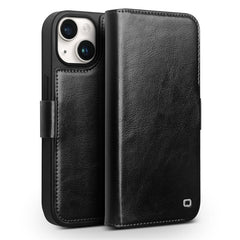 QIALINO Genuine Cow Leather+TPU Phone Case for iPhone 15 Plus Magnetic Closure Shockproof Phone Cove - TechGearPal