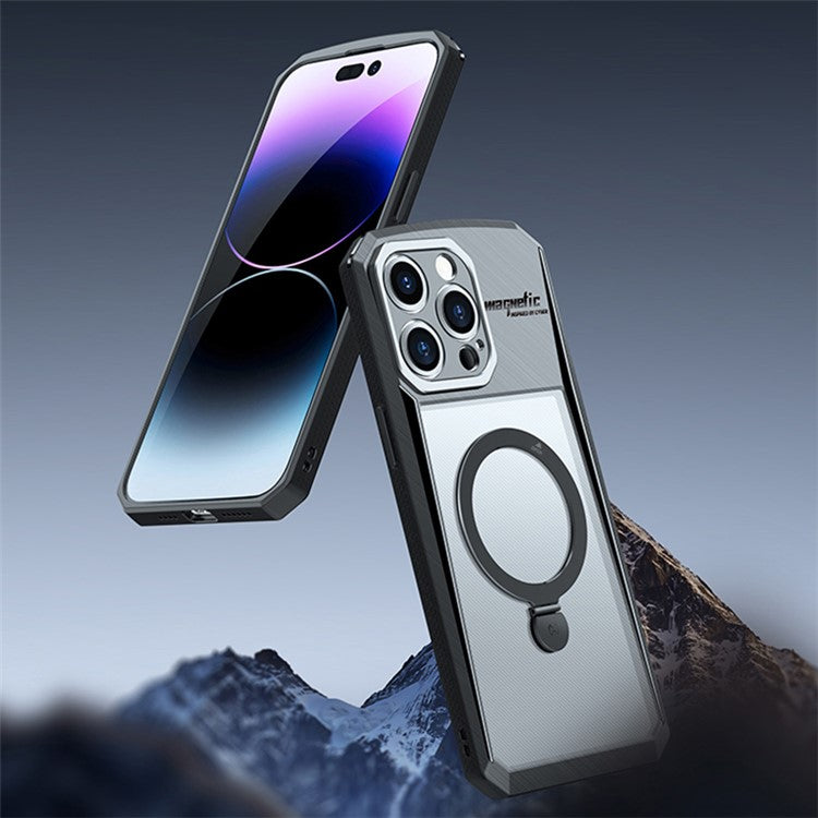 XUNDD For iPhone 15 Plus Ring Kickstand Phone Cover Shockproof PC+TPU Phone Case Compatible with MagSafe - TechGearPal