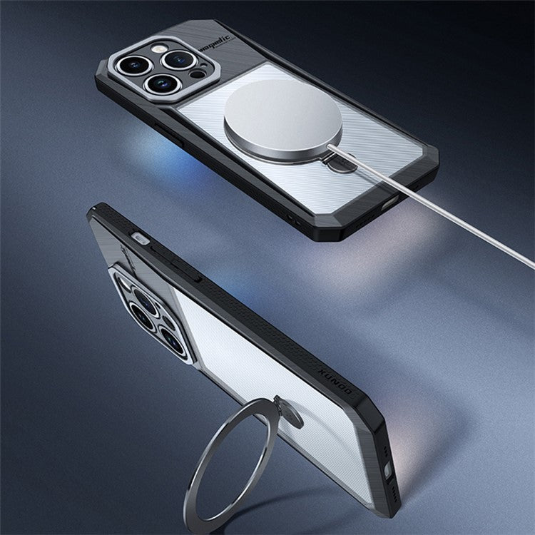 XUNDD For iPhone 15 Plus Ring Kickstand Phone Cover Shockproof PC+TPU Phone Case Compatible with MagSafe - TechGearPal