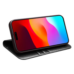 QIALINO For iPhone 15 Plus Anti-Drop Genuine Leather Phone Case Stand Full Wrapped Wallet Flip Cove - TechGearPal