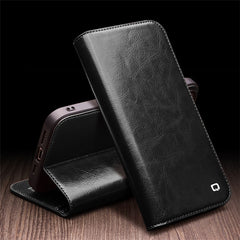 QIALINO For iPhone 15 Plus Anti-Drop Genuine Leather Phone Case Stand Full Wrapped Wallet Flip Cove - TechGearPal