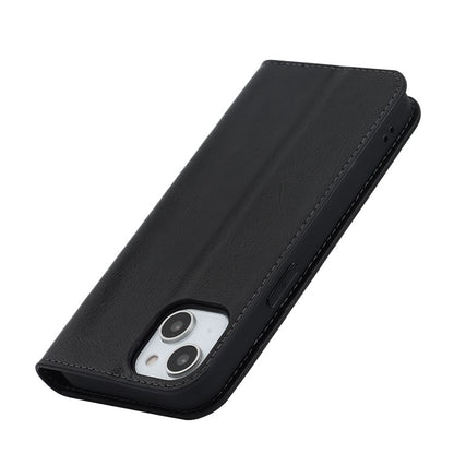 For iPhone 15 Crazy Horse Texture Stand Cover Genuine Cow Leather Wallet Protective Phone Case - TechGearPal