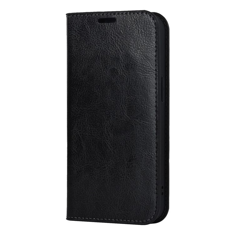 For iPhone 15 Crazy Horse Texture Stand Cover Genuine Cow Leather Wallet Protective Phone Case - TechGearPal