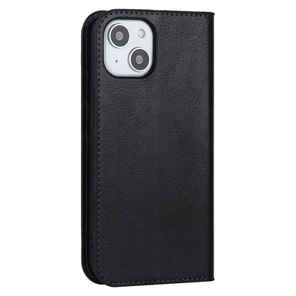 For iPhone 15 Crazy Horse Texture Stand Cover Genuine Cow Leather Wallet Protective Phone Case - TechGearPal